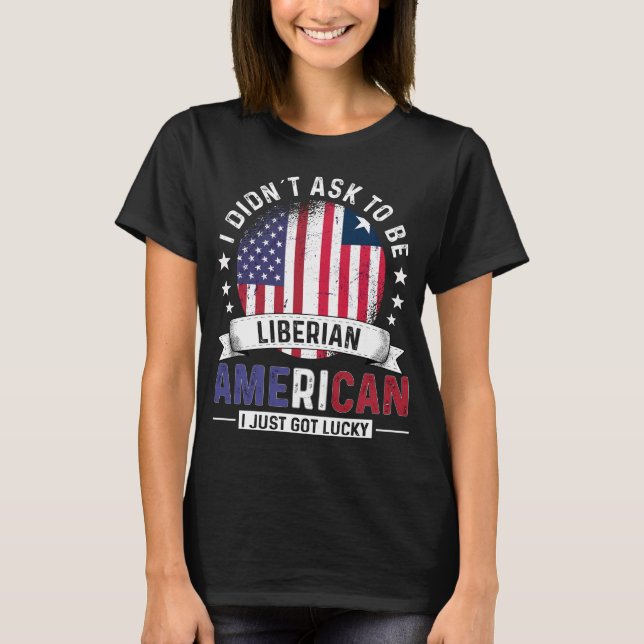 Liberian American Flags Pride Liberia Flag T-Shirt (Front)