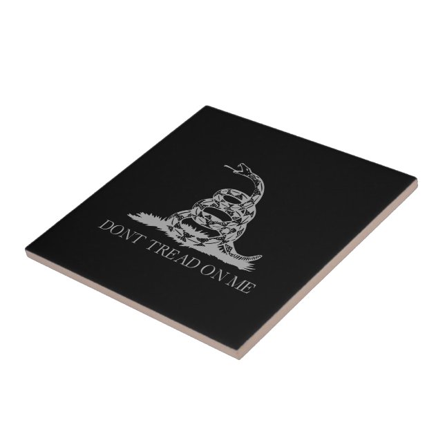 Libertarian Gadsden Flag Don't Tread on Me Black Tile (Side)