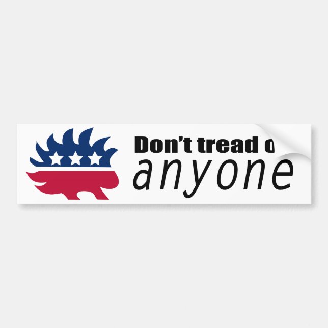 Libertarian Hedgehog Don't Tread on Anyone Bumper Sticker (Front)