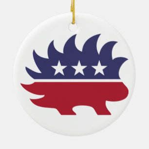 Libertarian Party Porcupine Symbol Ceramic Tree Decoration