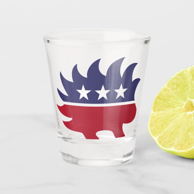 Libertarian Party Porcupine Symbol Shot Glass (Front)
