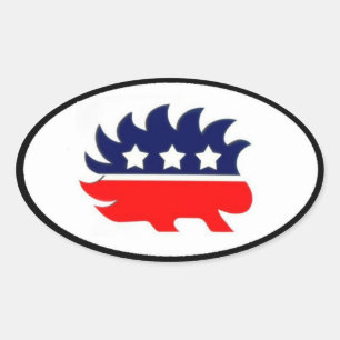 Libertarian porcupine mascot oval sticker