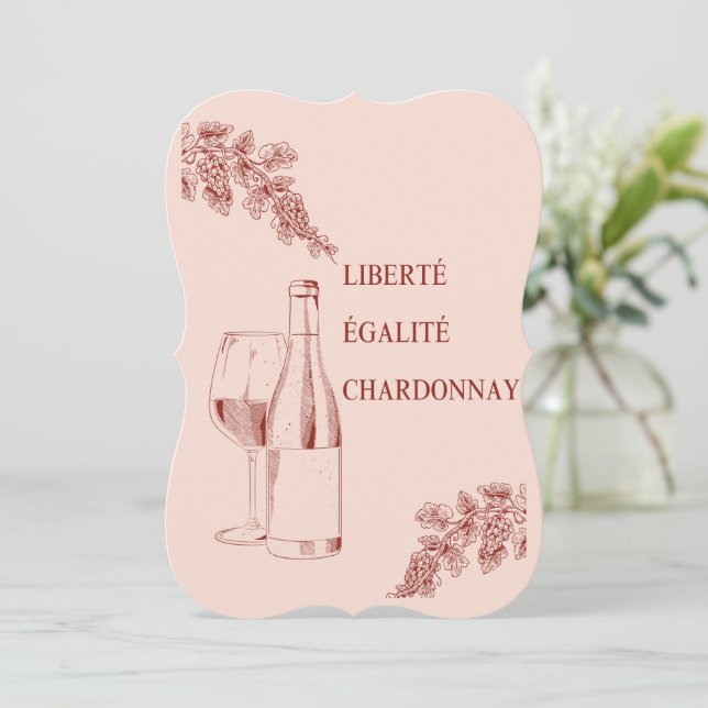 Liberté Égalité Chardonnay Funny Wine Illustration (Standing Front)