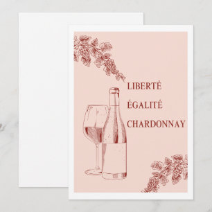 Liberté Égalité Chardonnay Funny Wine Illustration Invitation