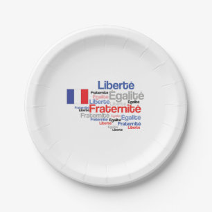 Liberté, Égalité, Fraternité - French Motto Flag Paper Plate