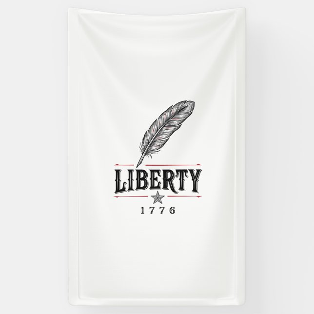 Liberty 1776 Patriotic Feather Vector Design_1 Banner (Vertical)