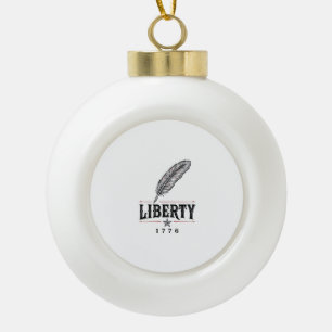 Liberty 1776 Patriotic Feather Vector Design_1 Ceramic Ball Christmas Ornament