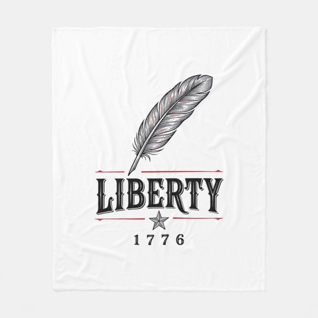 Liberty 1776 Patriotic Feather Vector Design_1 Fleece Blanket (Front)