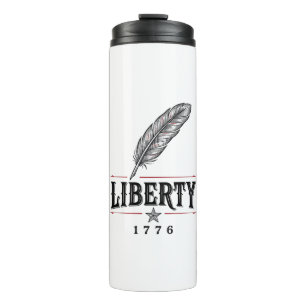 Liberty 1776 Patriotic Feather Vector Design_1 Thermal Tumbler