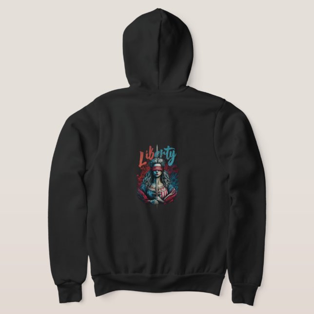 "Liberty and Justice" Full-Zip Hoodie. T-Shirt Hoodie (Laydown Back)