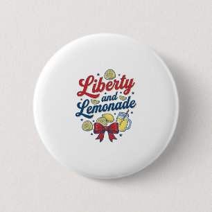 Liberty and Lemonade Patriotic Lemon Vector Shirt_ 6 Cm Round Badge