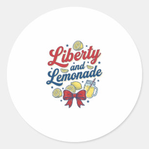 Liberty and Lemonade Patriotic Lemon Vector Shirt_ Classic Round Sticker