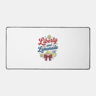 Liberty and Lemonade Patriotic Lemon Vector Shirt_ Desk Mat