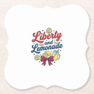 Liberty and Lemonade Patriotic Lemon Vector Shirt_ Paper Coaster