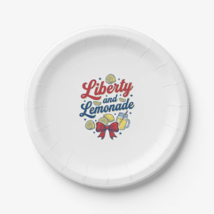 Liberty and Lemonade Patriotic Lemon Vector Shirt_ Paper Plate