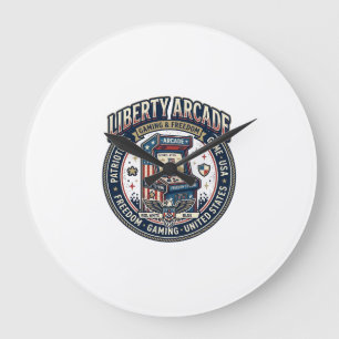 Liberty Arcade Patriotic Patriotic Arcade Gamer US Large Clock