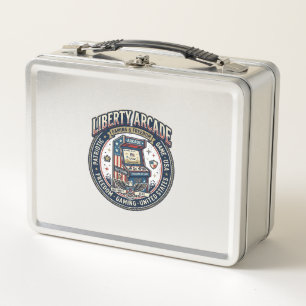 Liberty Arcade Patriotic Patriotic Arcade Gamer US Metal Lunch Box