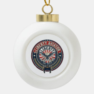 Liberty Aviator Patriotic Patriotic Aviation Vinta Ceramic Ball Christmas Ornament