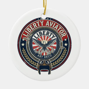 Liberty Aviator Patriotic Patriotic Aviation Vinta Ceramic Tree Decoration