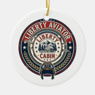 Liberty Aviator Patriotic Patriotic Aviation Vinta Ceramic Tree Decoration