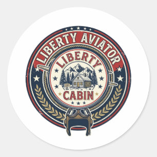 Liberty Aviator Patriotic Patriotic Aviation Vinta Classic Round Sticker