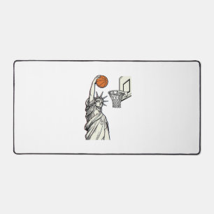 Liberty Basketball Dunk Vintage Engraving Design_1 Desk Mat