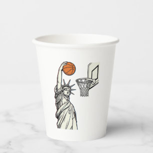 Liberty Basketball Dunk Vintage Engraving Design_1 Paper Cups