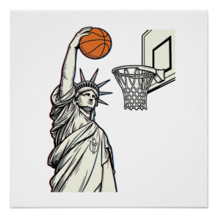 Liberty Basketball Dunk Vintage Engraving Design_1 Poster