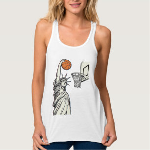 Liberty Basketball Dunk Vintage Engraving Design_1 Singlet