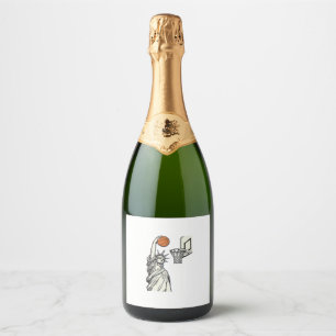 Liberty Basketball Dunk Vintage Engraving Design_1 Sparkling Wine Label