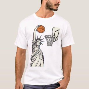 Liberty Basketball Dunk Vintage Engraving Design_1 T-Shirt