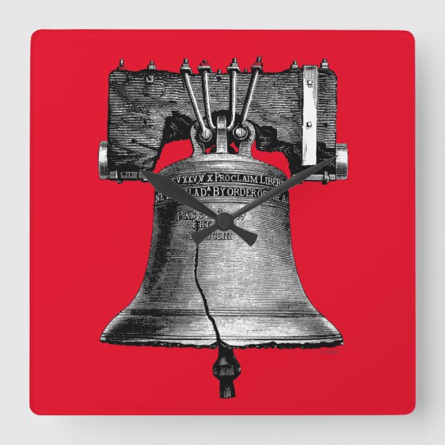 Liberty Bell, 19Th Century Square Wall Clock (Front)