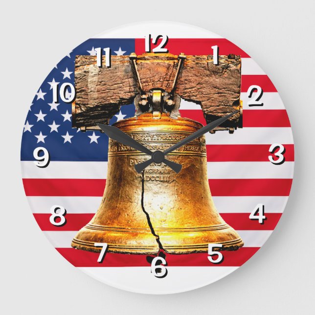 Liberty Bell over Flag  Large Clock (Front)