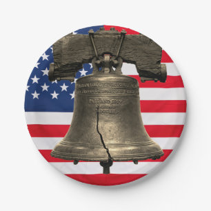Liberty Bell over Flag  Paper Plate