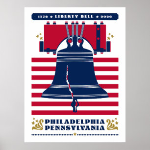 Liberty Bell Philadelphia Pennsylvania Stripes Poster