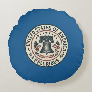 Liberty Bell Seal — Vintage “E Pluribus Unum” Round Cushion
