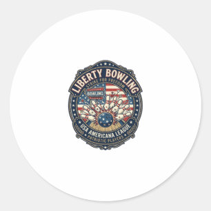 Liberty Bowling Patriotic Patriotic Bowling Vintag Classic Round Sticker
