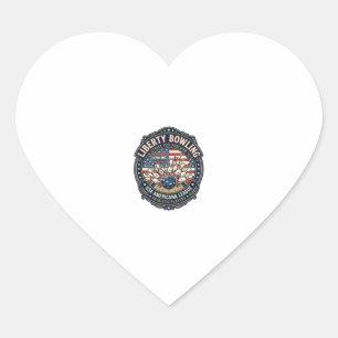 Liberty Bowling Patriotic Patriotic Bowling Vintag Heart Sticker
