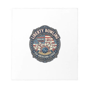 Liberty Bowling Patriotic Patriotic Bowling Vintag Notepad