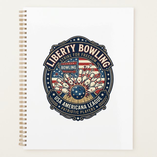 Liberty Bowling Patriotic Patriotic Bowling Vintag Planner (Front)