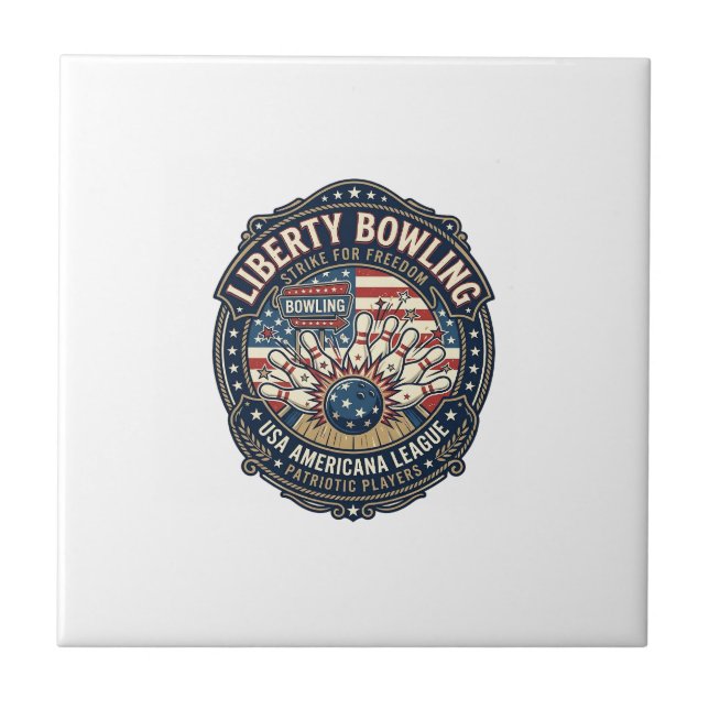 Liberty Bowling Patriotic Patriotic Bowling Vintag Tile (Front)