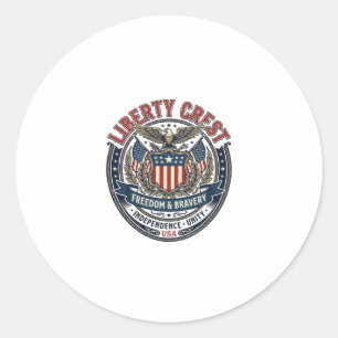Liberty Crest Patriotic Patriotic Heraldry Coat Of Classic Round Sticker
