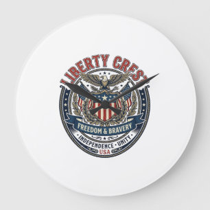 Liberty Crest Patriotic Patriotic Heraldry Coat Of Large Clock
