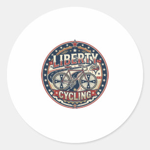 Liberty Cycling Patriotic Patriotic Cycling Vintag Classic Round Sticker
