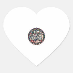 Liberty Cycling Patriotic Patriotic Cycling Vintag Heart Sticker