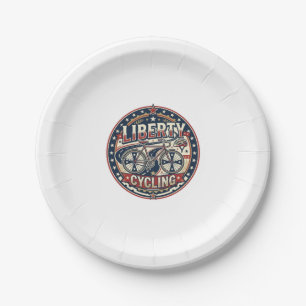 Liberty Cycling Patriotic Patriotic Cycling Vintag Paper Plate
