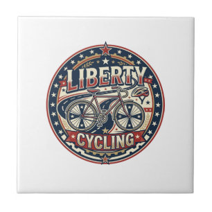 Liberty Cycling Patriotic Patriotic Cycling Vintag Tile