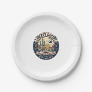 Liberty Desert Patriotic Patriotic Desert Cactus U Paper Plate