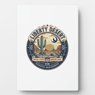 Liberty Desert Patriotic Patriotic Desert Cactus U Plaque