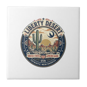 Liberty Desert Patriotic Patriotic Desert Cactus U Tile